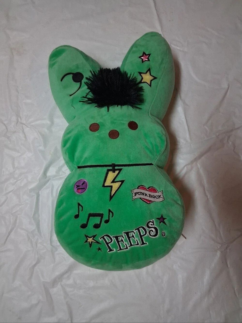 Peep Emo Punk Rock Bunny Green Easter Plush 15" Tall
